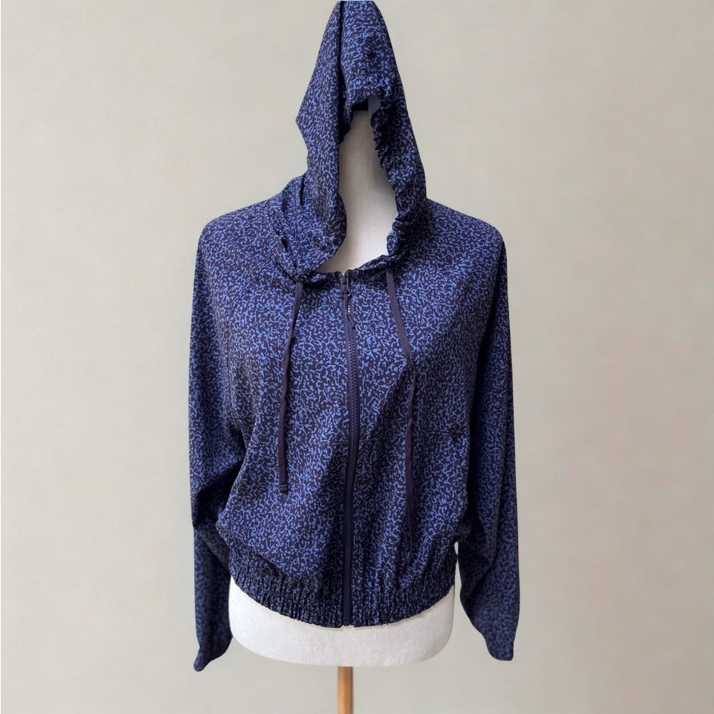 Athletic Blue Leopard Print Hooded Jacket by Zella